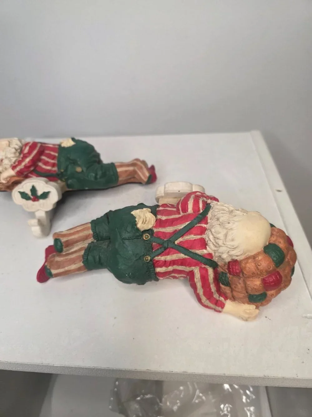 House of Lloyd Lot of Two Resin Sleeping Santa Stocking Holders Christmas